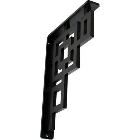 Ekena Millwork Eris Wrought Iron Bracket, (Single center brace), Powder Coated Black 1 1/2"W x 7 1/2"D x 10"H BKTM01X07X10SER